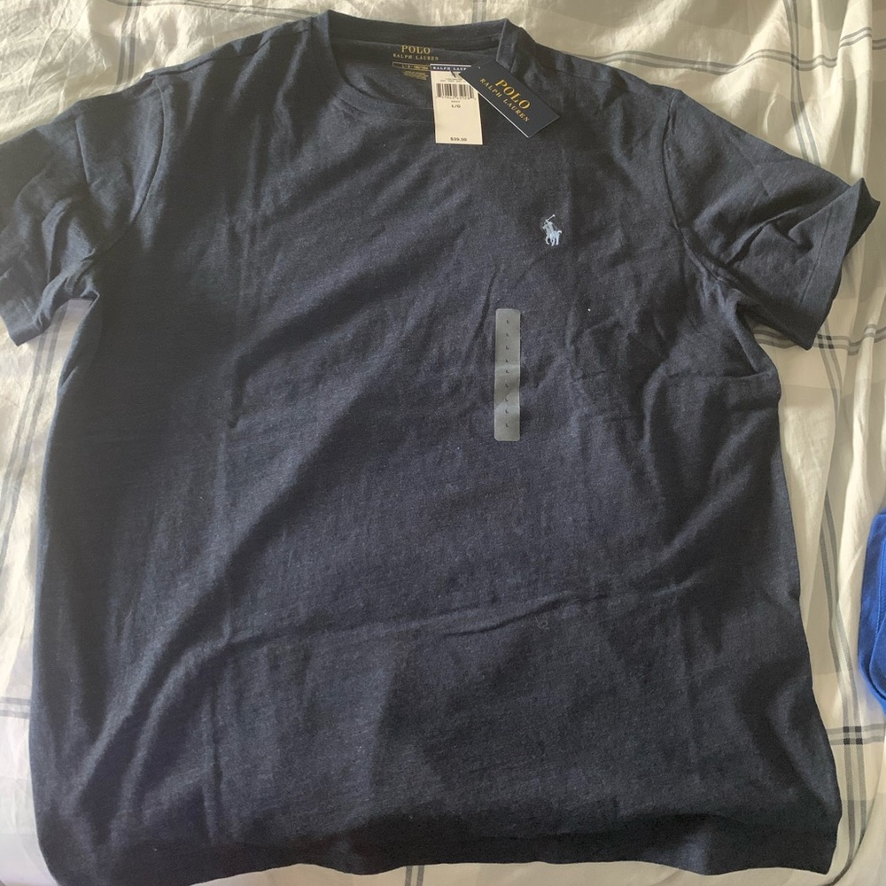 Large navy blue polo short sleeve shirt